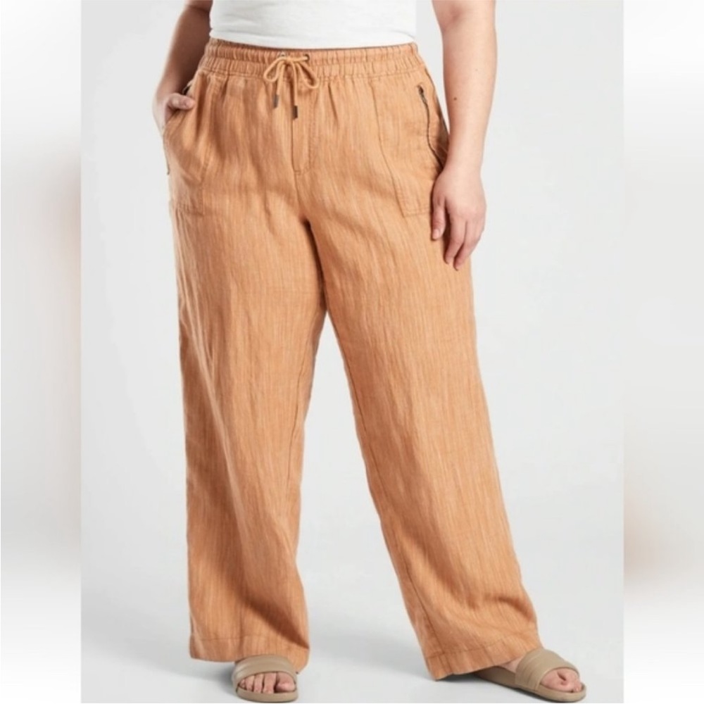 Athleta Cabo linen textured wide leg pants